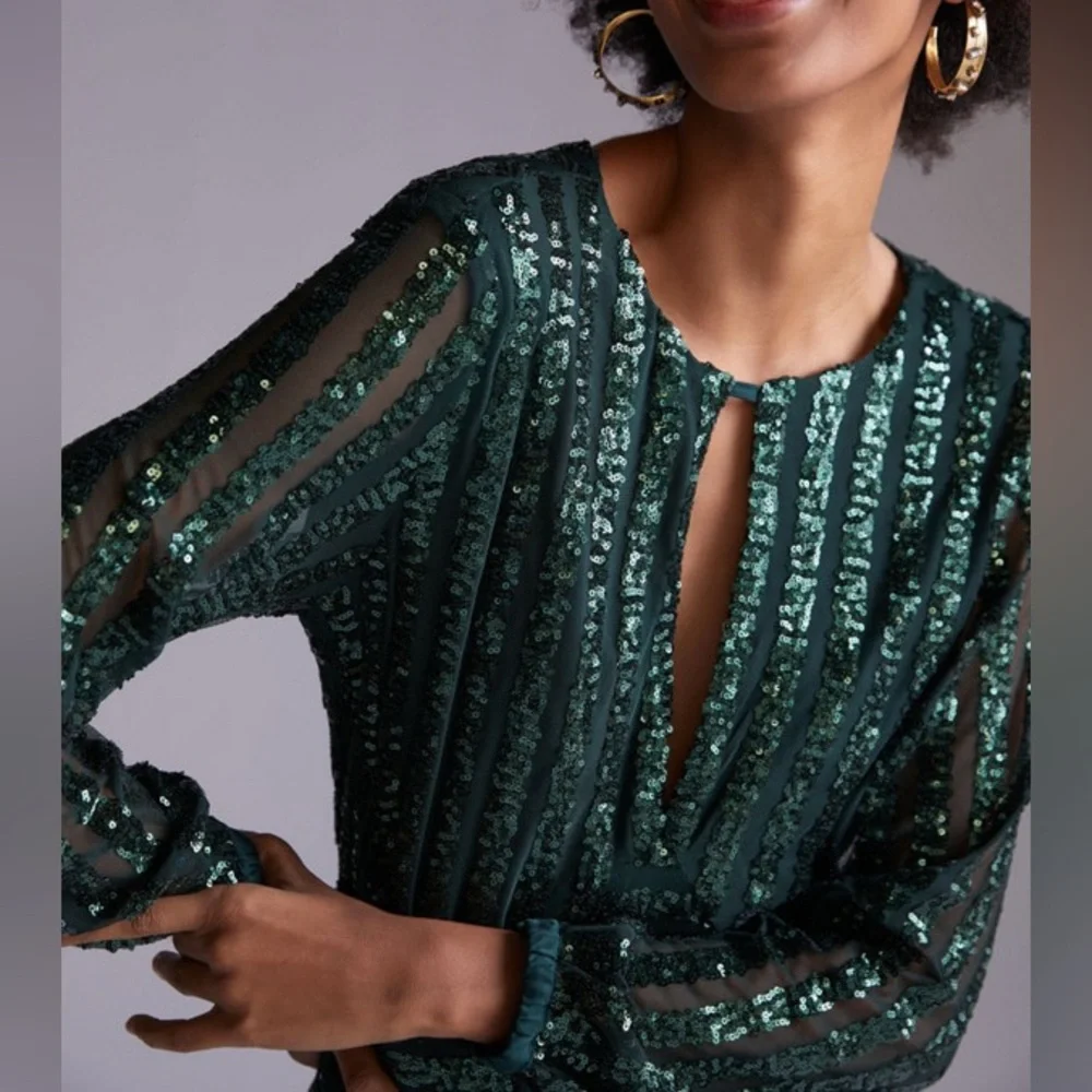 Anthropologie Sequined Open-Back Mini Dress - Picture 3 of 12